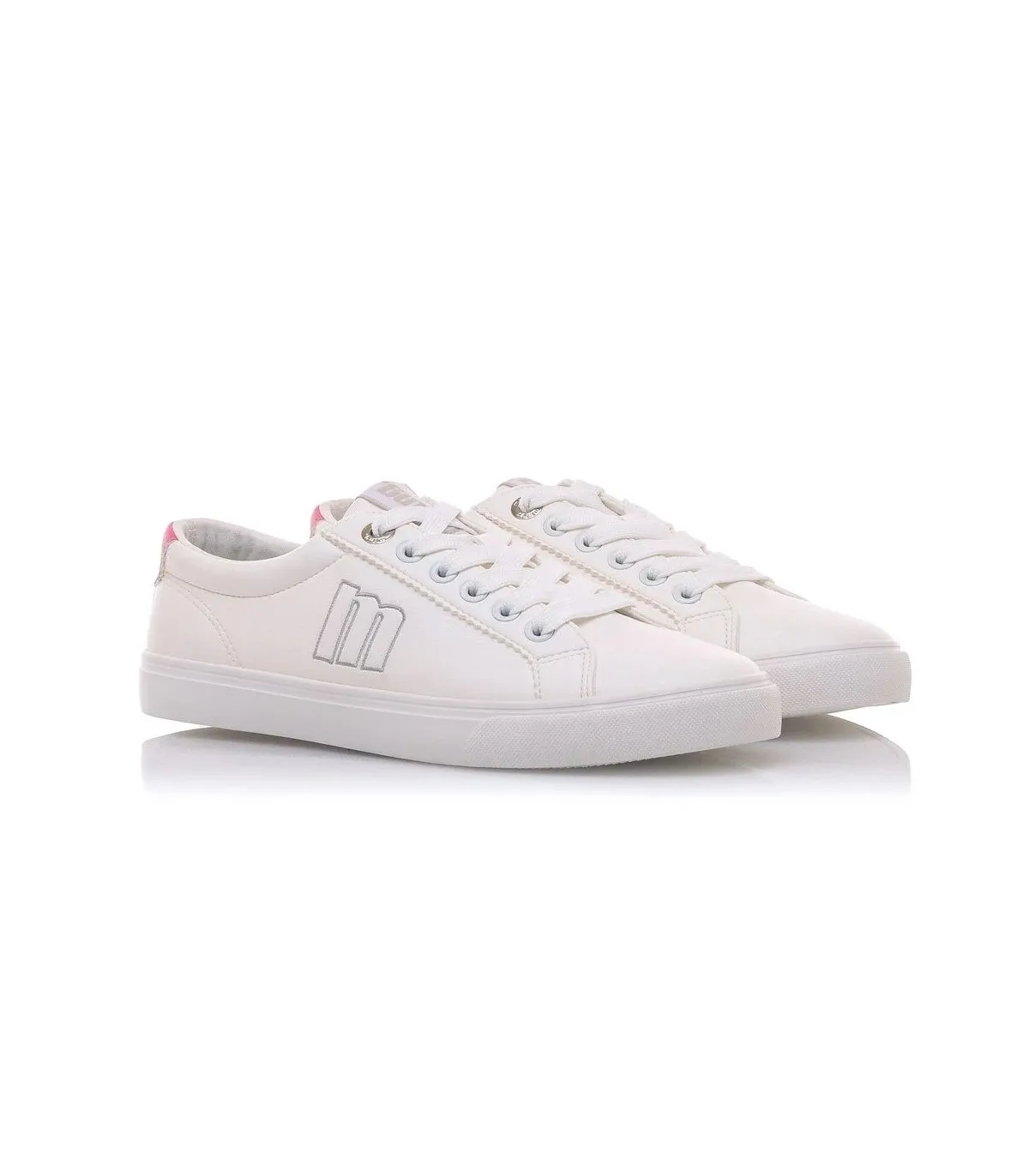 Deportivo blanco con talón rosa