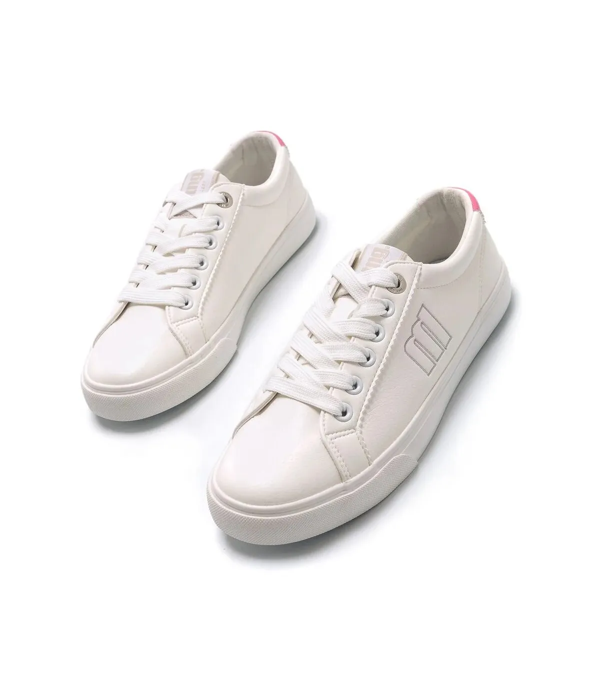 Deportivo blanco con talón rosa