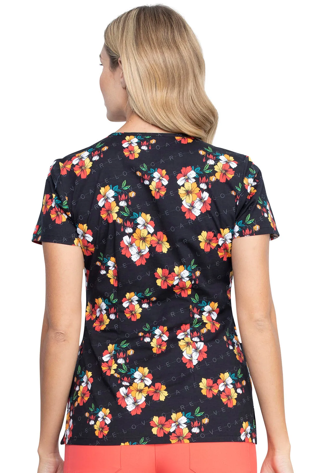DICKIES VNECK TOP IN CARING CLUSTERS