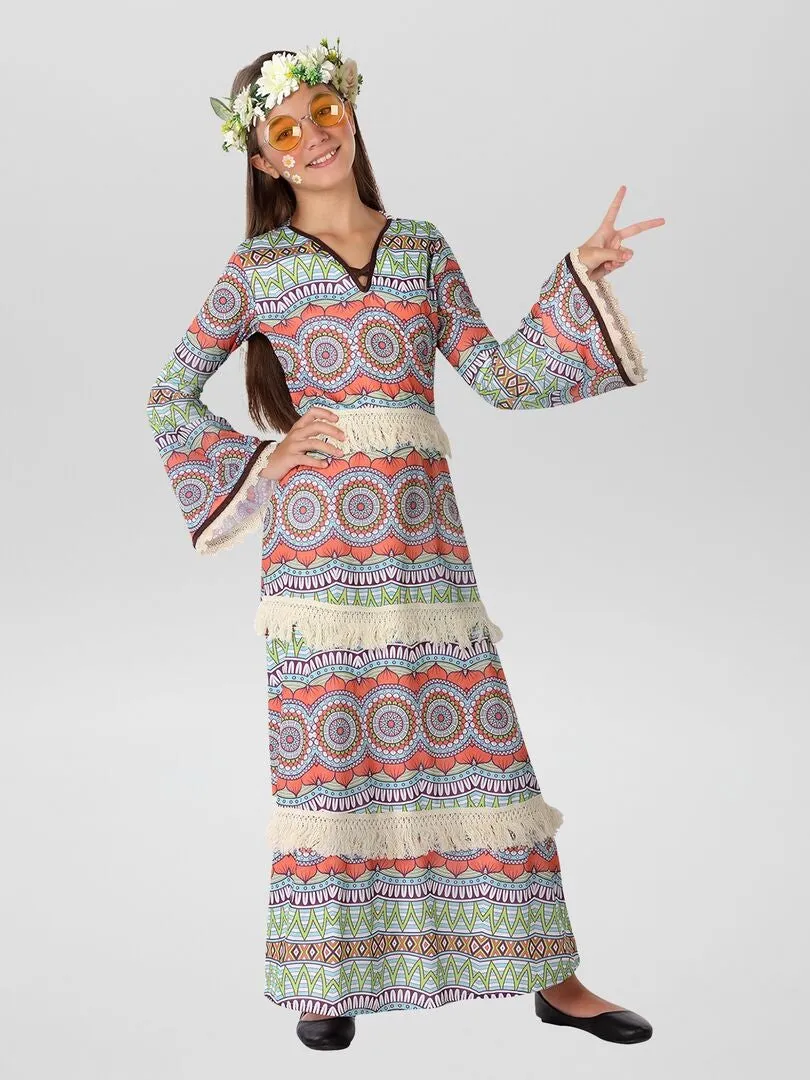 DISFRAZ LARGO DE 'HIPPIE'  BLANCO