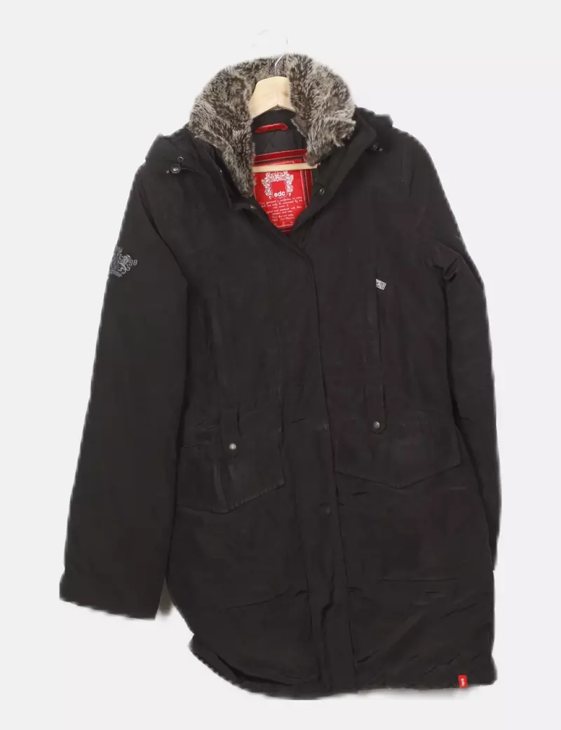 Edc Abrigo acolchado azul impermeable