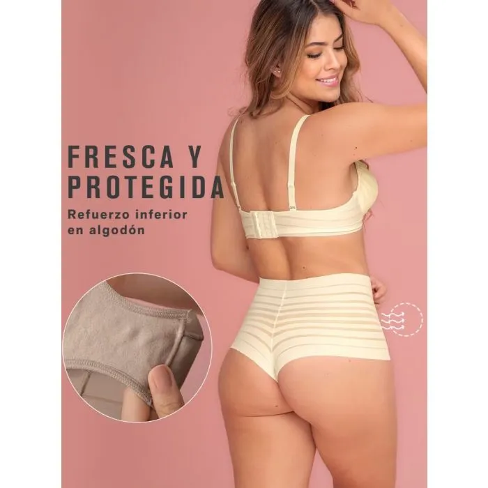Faja brasileña de control suave con encaje en bandas Leonisa 012890