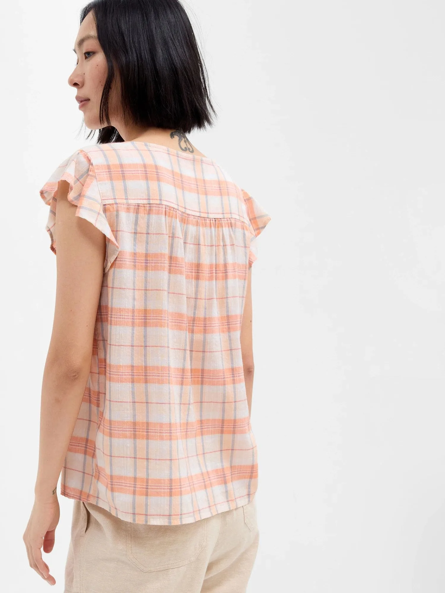 GAP Blusa GAP Cuello En V Manga con Vuelo Mujer