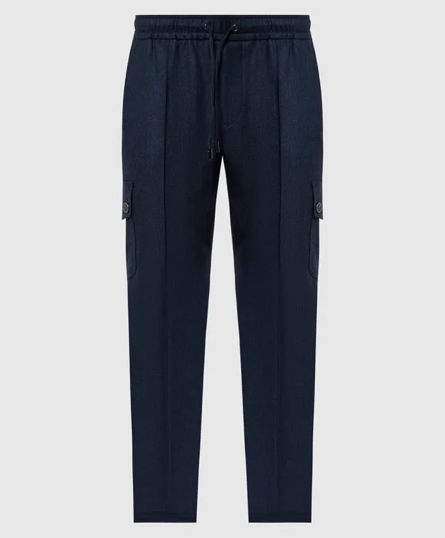ISAIA Blue wool cargo pants