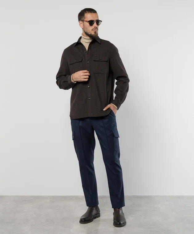 ISAIA Blue wool cargo pants