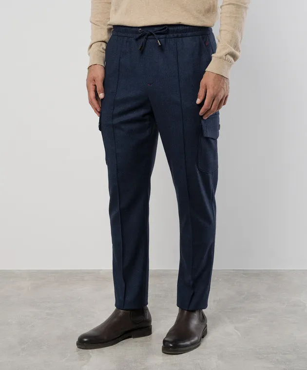 ISAIA Blue wool cargo pants
