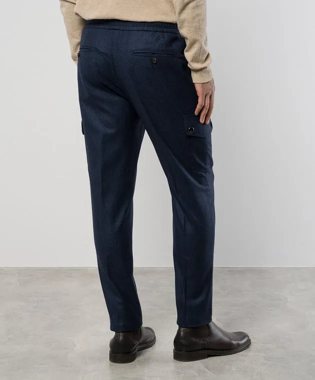 ISAIA Blue wool cargo pants