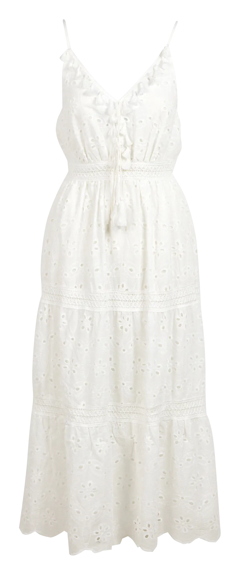 KARL MARC JOHN ROSE  VESTIDO DE TIRANTES BORDADO DE ALGODóN EN BLANCO