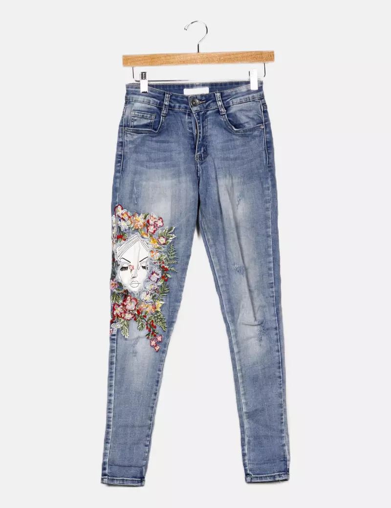 Laphilo jeans Pantalón azul bordado