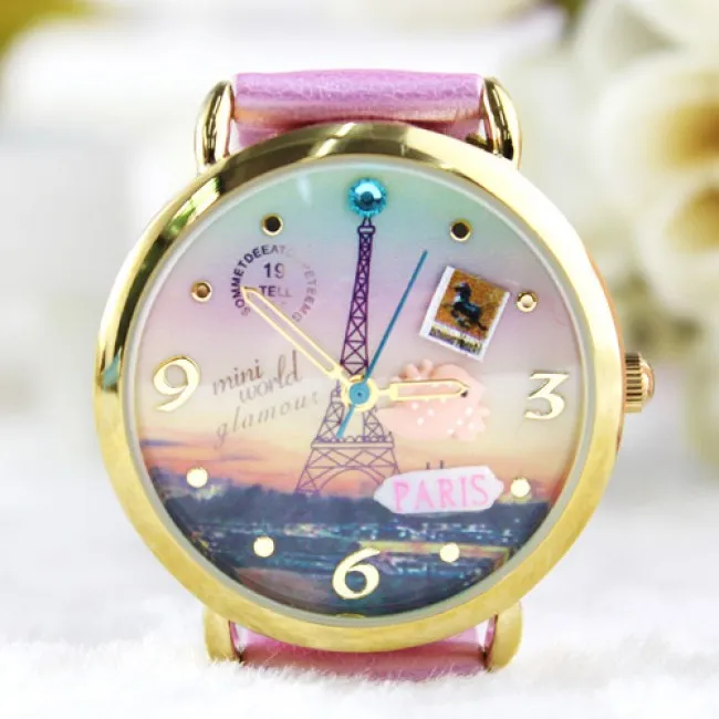 Lovely Princess Eiffel Tower Polymer Clay Watch