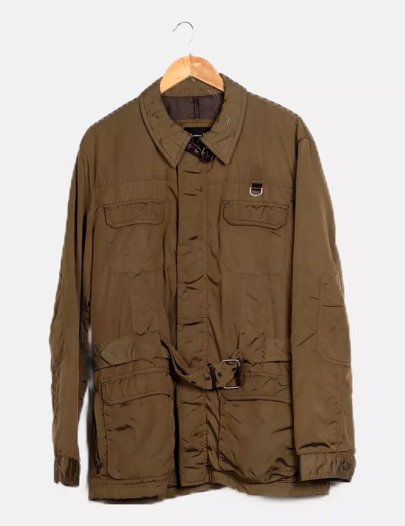 Massimo Dutti Abrigo verde impermeable
