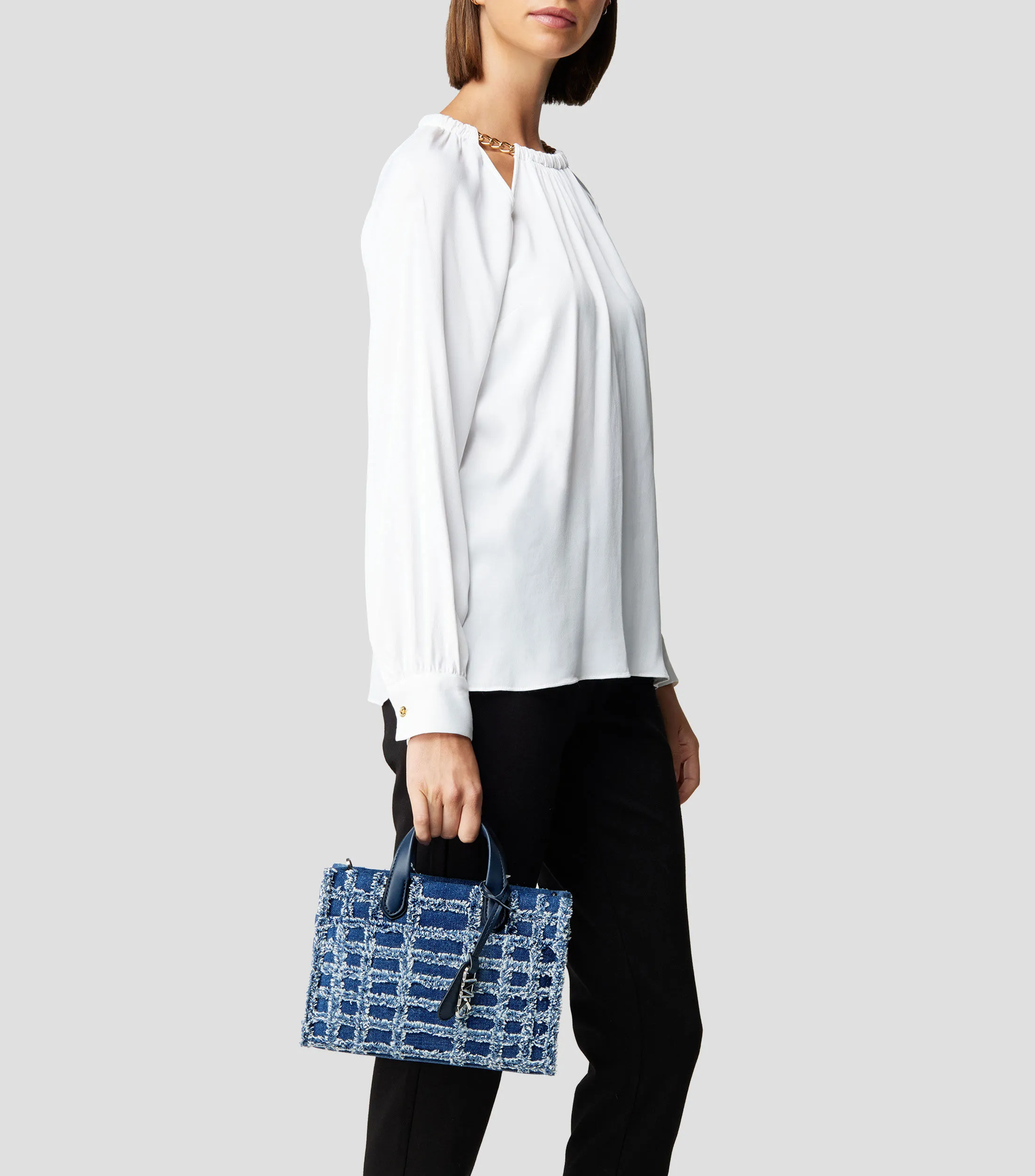 Michael Kors Bolso crossbody Azul con tweed Mujer