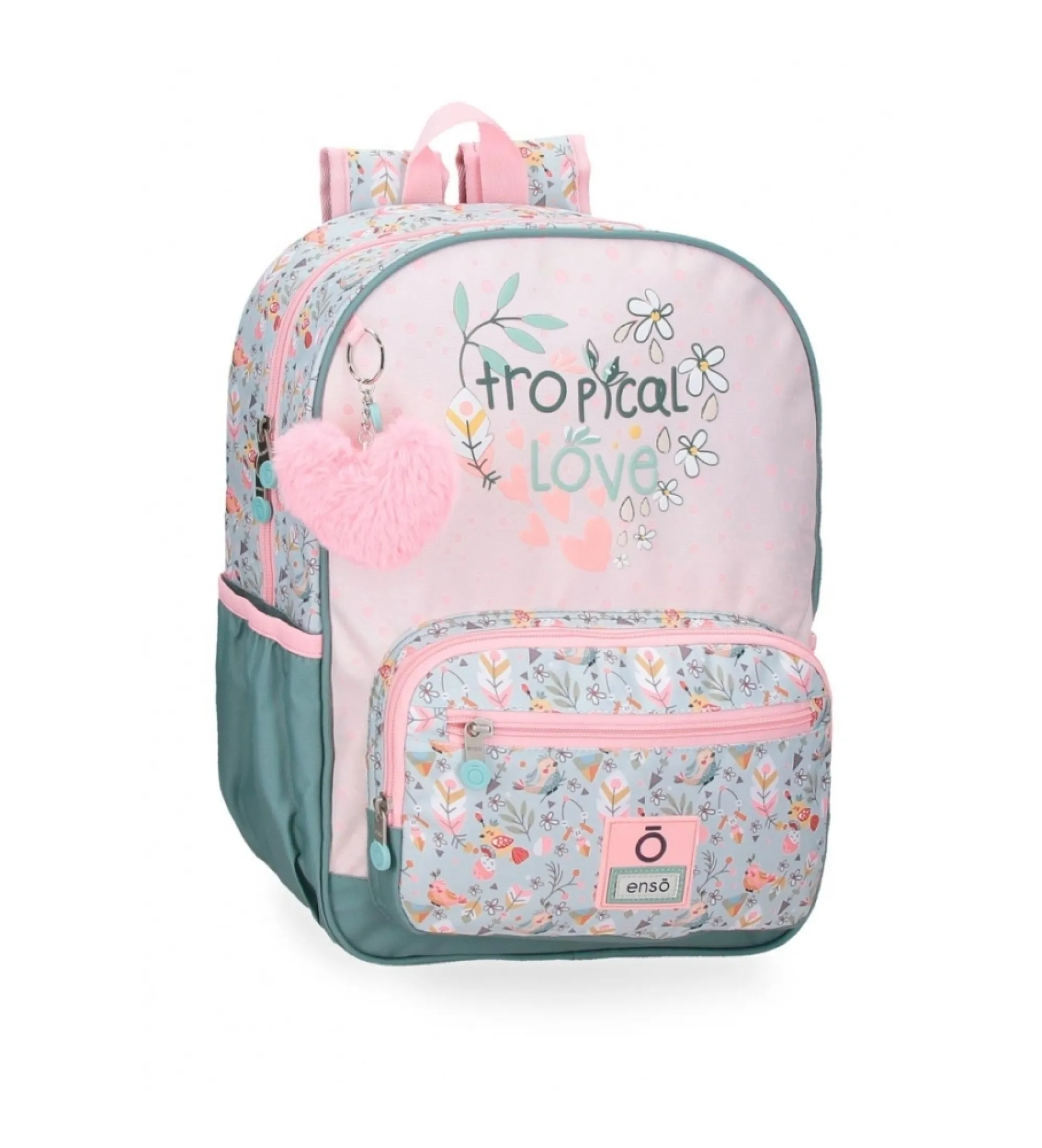 Mochila escolar Tropical love rosa