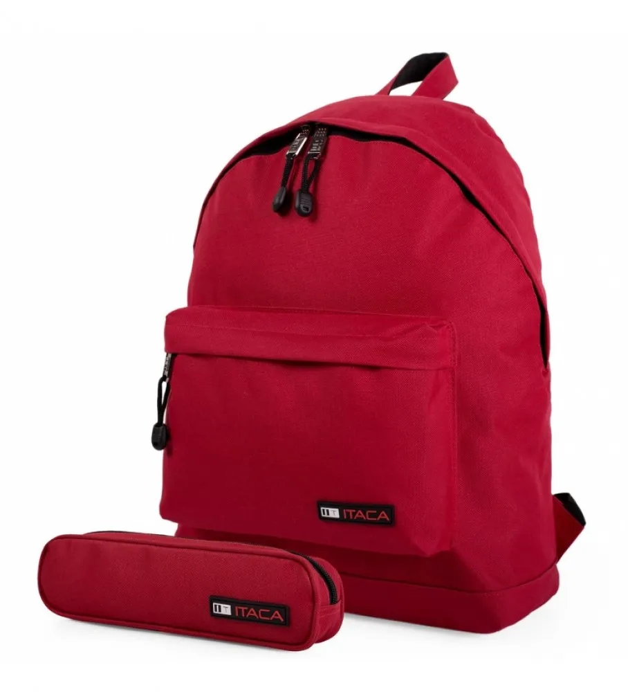 MOCHILA Y PORTATODO ROJO 31X43X14CM