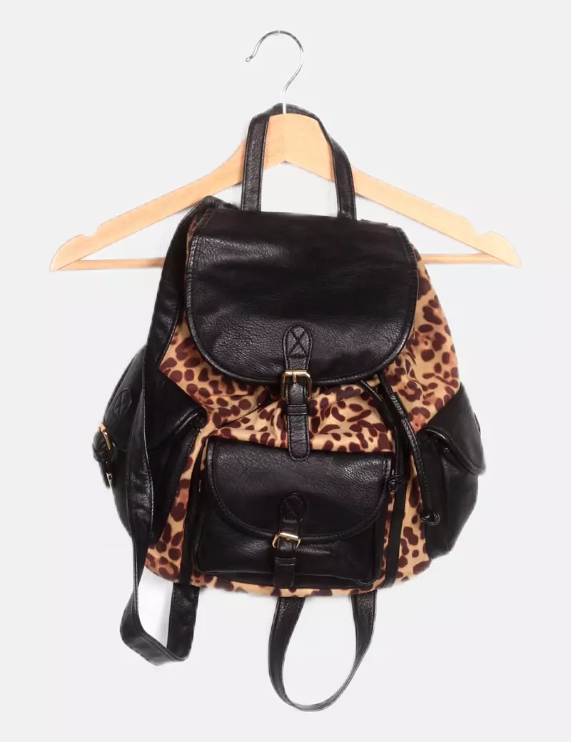 NoName Mochila tricolor estampada