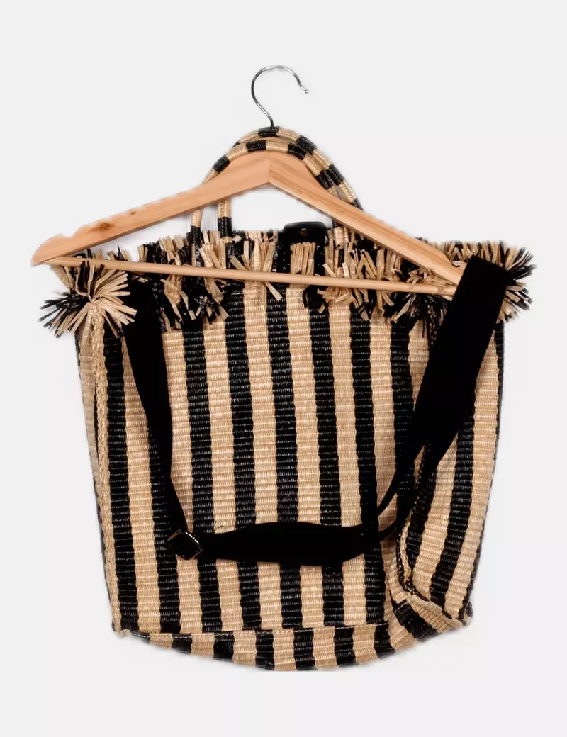 Oysho Bolso de raffia bicolor