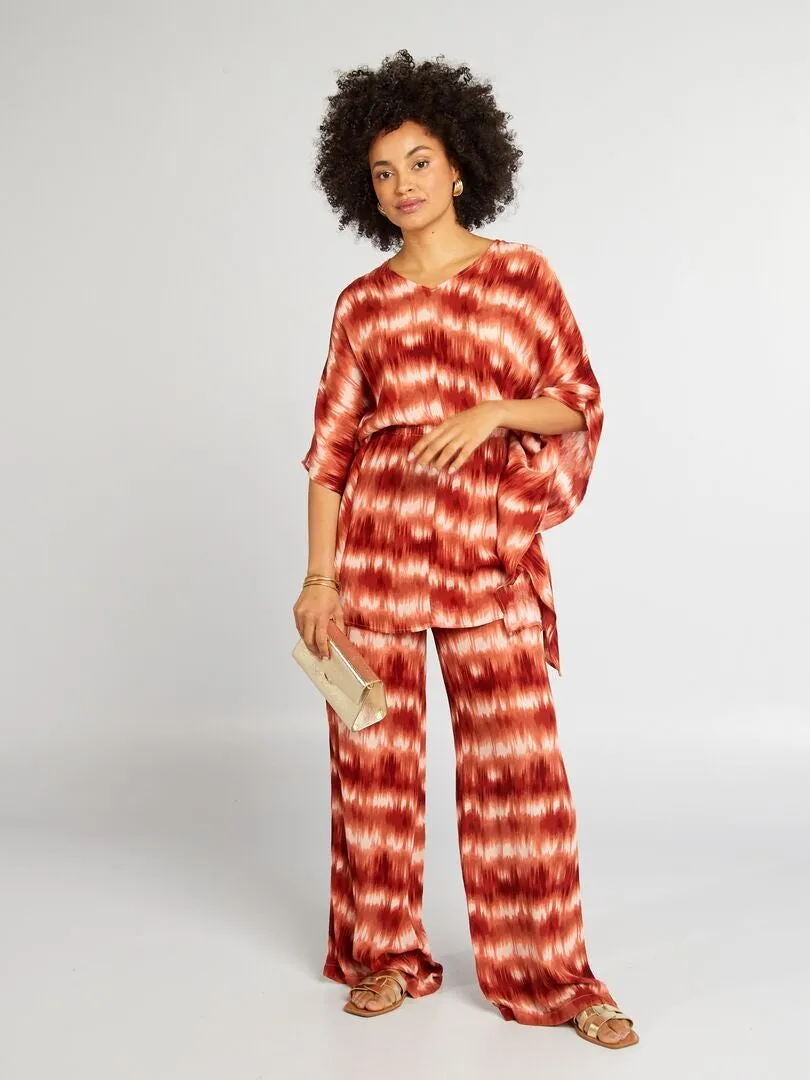 PANTALóN ANCHO DE PUNTO DE CREPé  ROSA