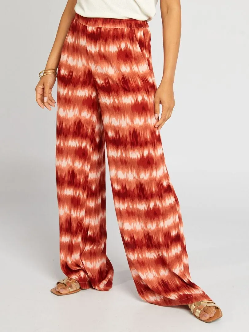 PANTALóN ANCHO DE PUNTO DE CREPé  ROSA