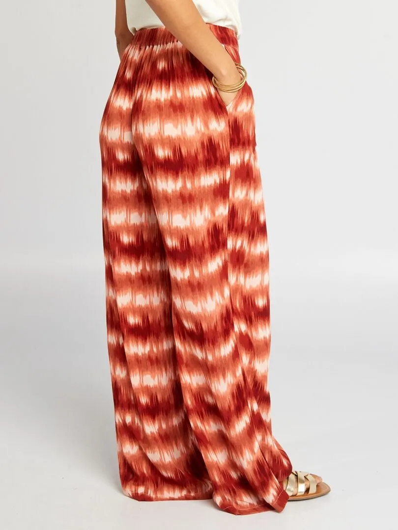 PANTALóN ANCHO DE PUNTO DE CREPé  ROSA