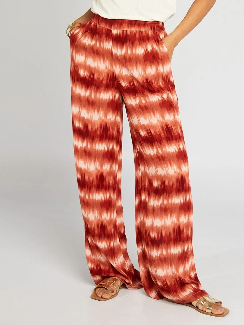 PANTALóN ANCHO DE PUNTO DE CREPé  ROSA