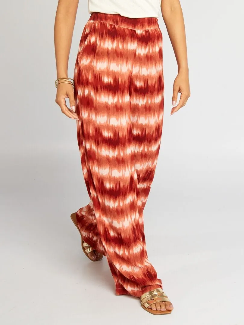 PANTALóN ANCHO DE PUNTO DE CREPé  ROSA