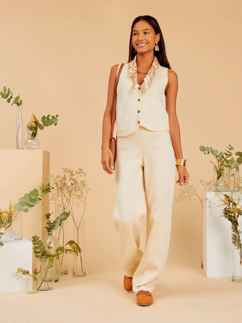 PANTALóN DE PUNTO OTTOMAN  BEIGE