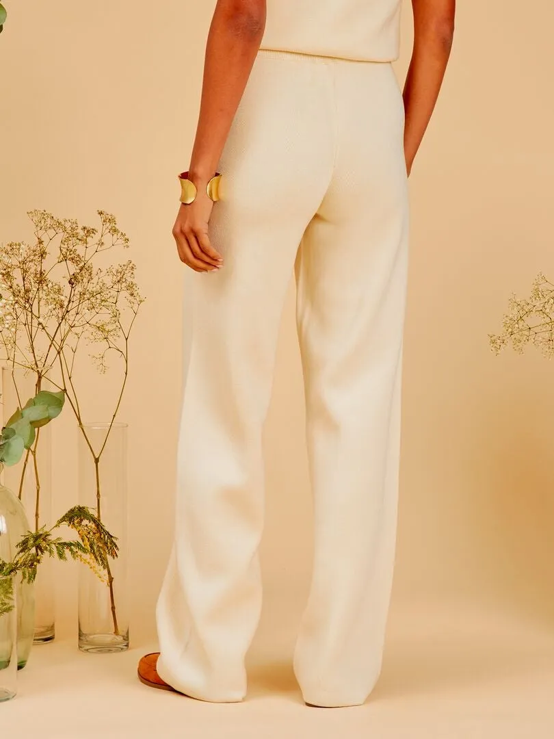 PANTALóN DE PUNTO OTTOMAN  BEIGE
