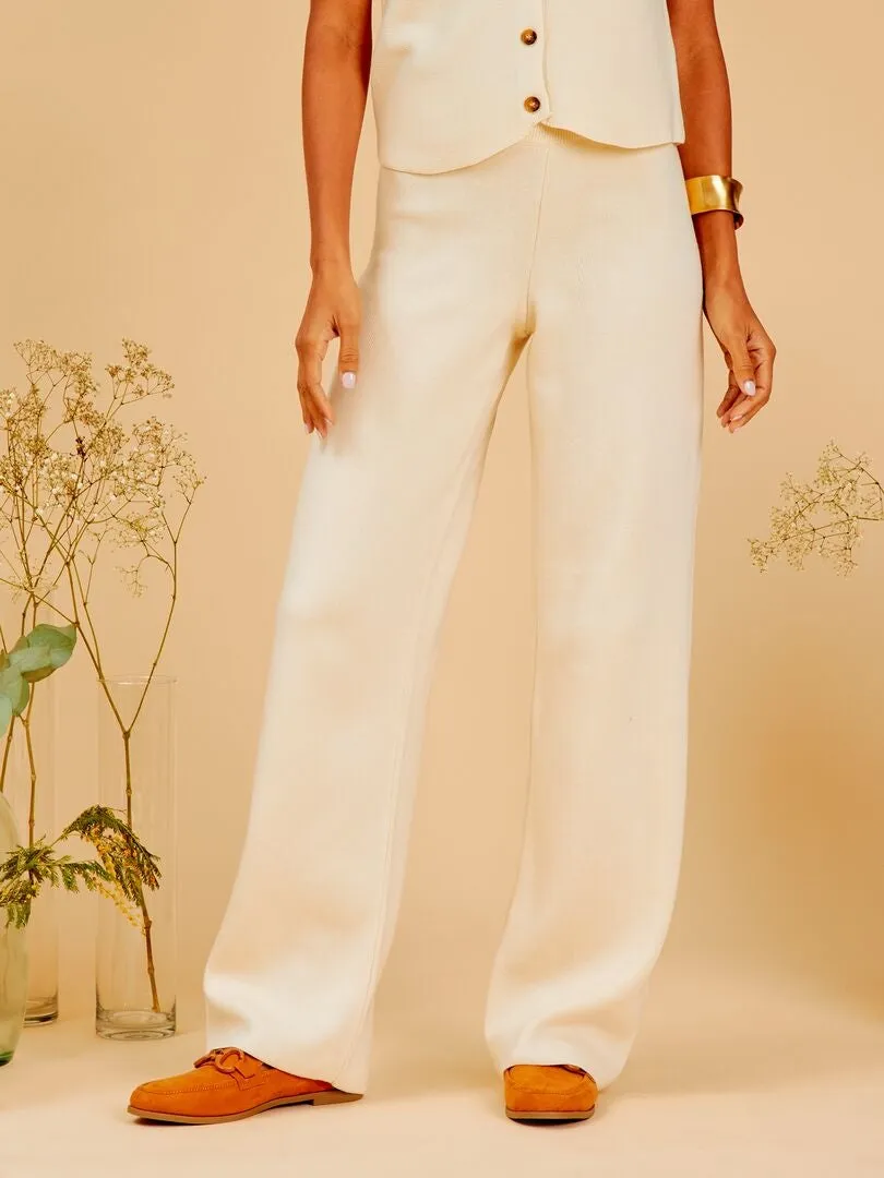 PANTALóN DE PUNTO OTTOMAN  BEIGE