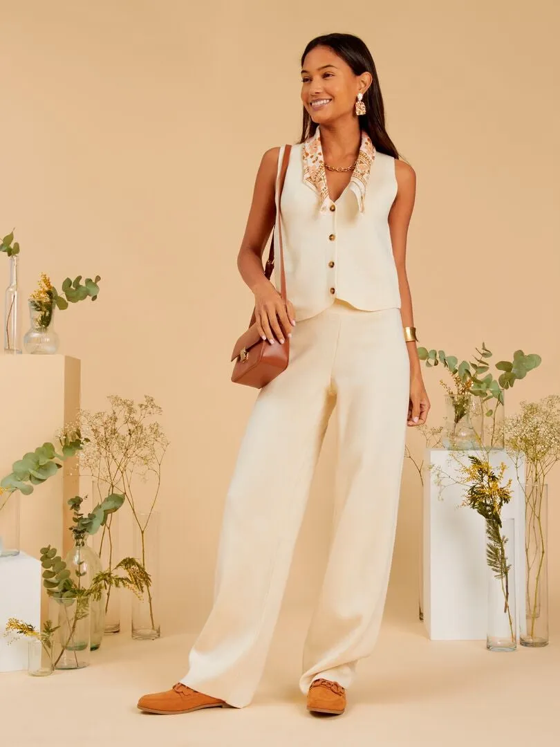 PANTALóN DE PUNTO OTTOMAN  BEIGE