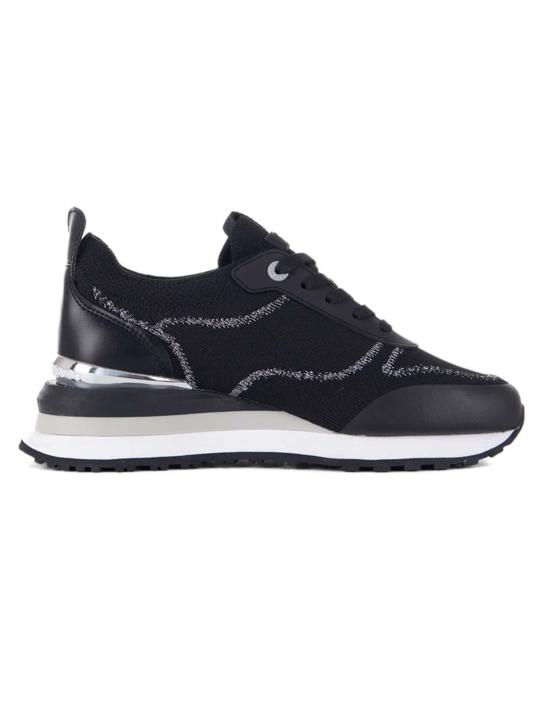 PEPE JEANS  ZAPATILLAS NEGRO Y PLATEADO BLUR CONTOUR MUJER