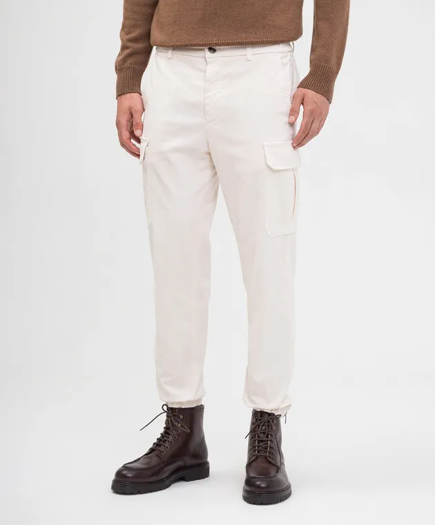 Peserico White logo cargo pants