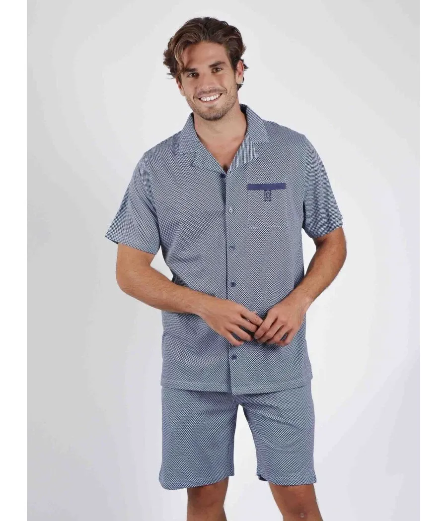 Pijama corto abierto Mercury hombre Admas Classic azul algodón