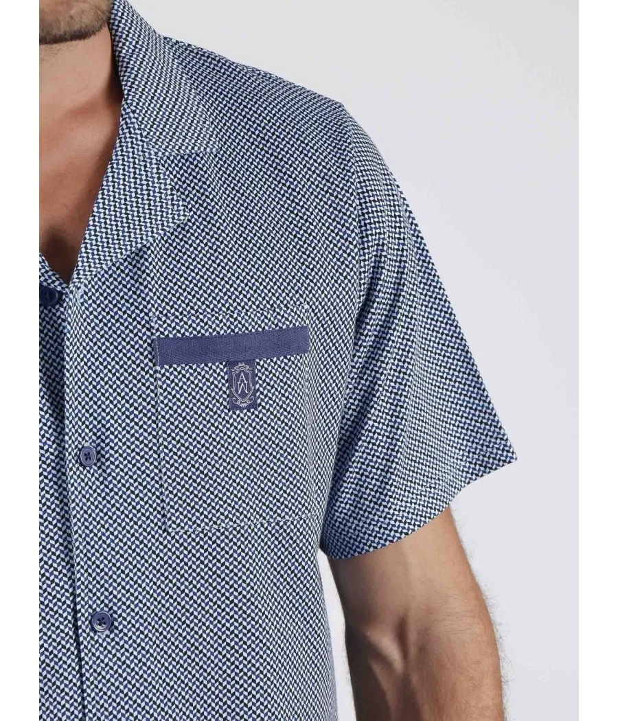 Pijama corto abierto Mercury hombre Admas Classic azul algodón