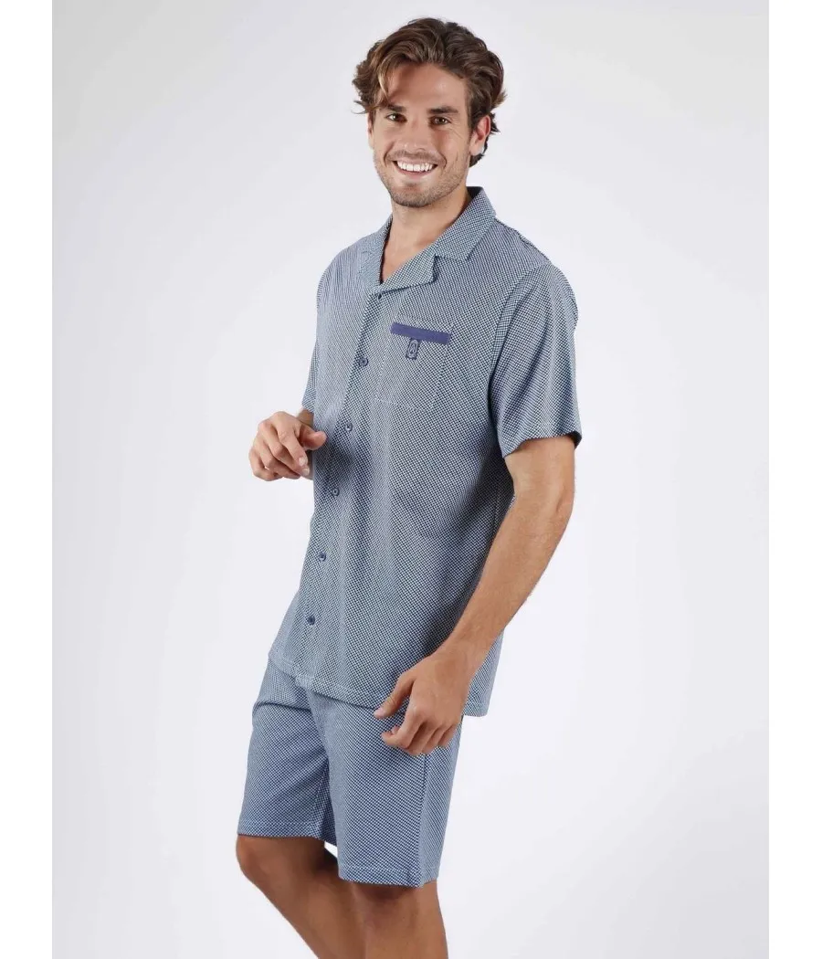 Pijama corto abierto Mercury hombre Admas Classic azul algodón