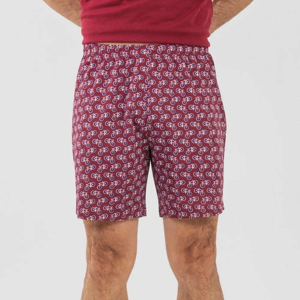 Pijama corto algodón hombre Benacity burdeos