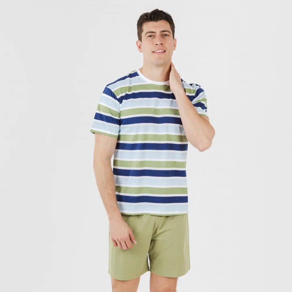 Pijama corto algodón hombre Brent verde caceria