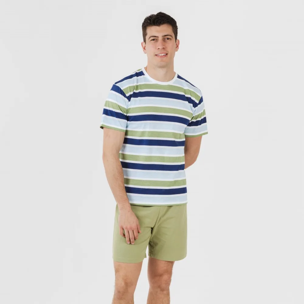 Pijama corto algodón hombre Brent verde caceria