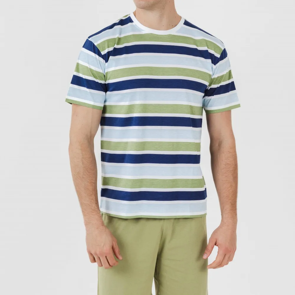 Pijama corto algodón hombre Brent verde caceria