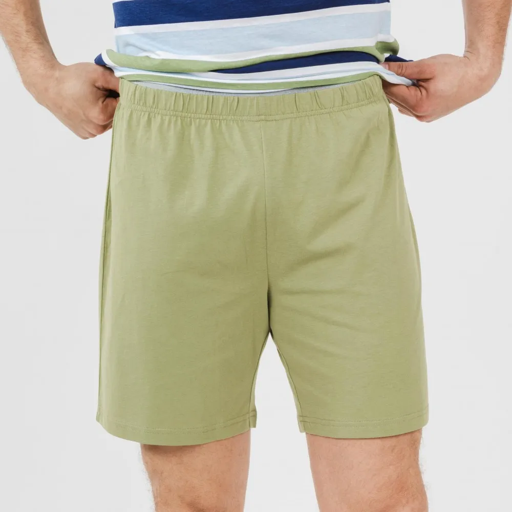 Pijama corto algodón hombre Brent verde caceria