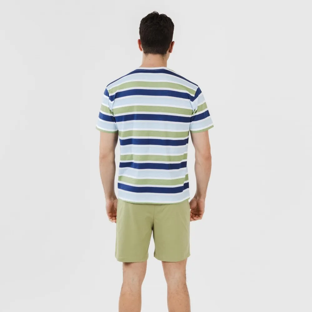 Pijama corto algodón hombre Brent verde caceria