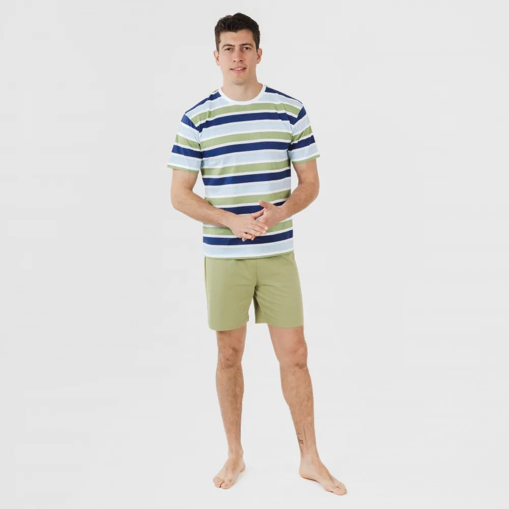 Pijama corto algodón hombre Brent verde caceria