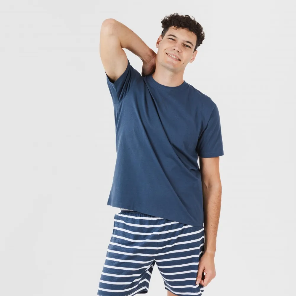 Pijama corto algodón hombre Rafa azul marino