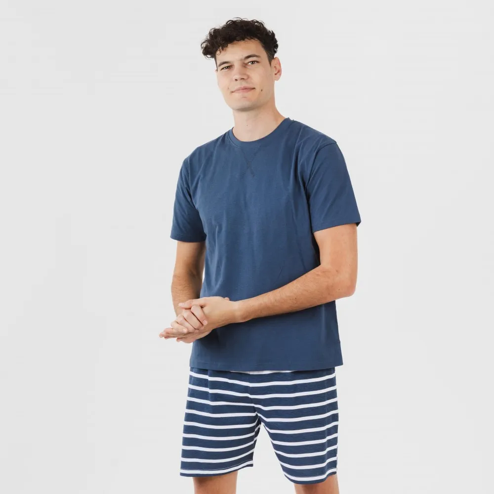 Pijama corto algodón hombre Rafa azul marino