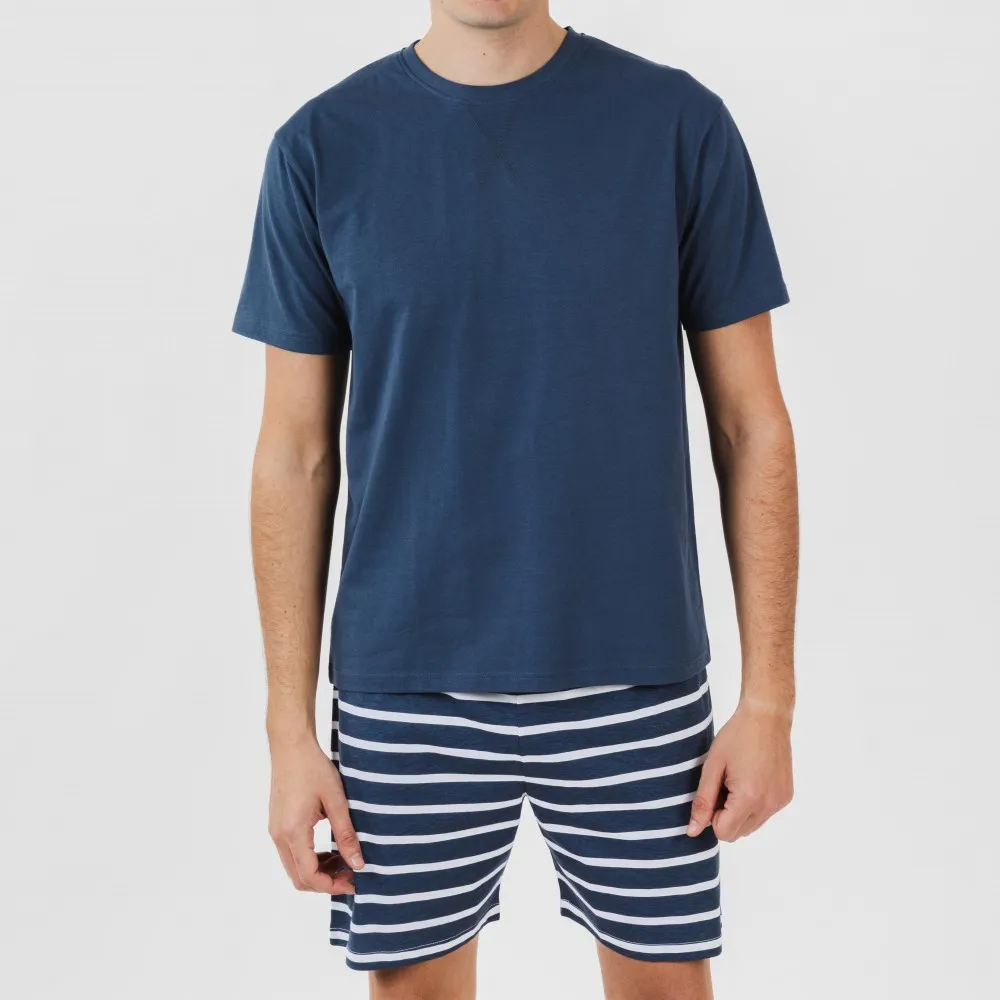Pijama corto algodón hombre Rafa azul marino