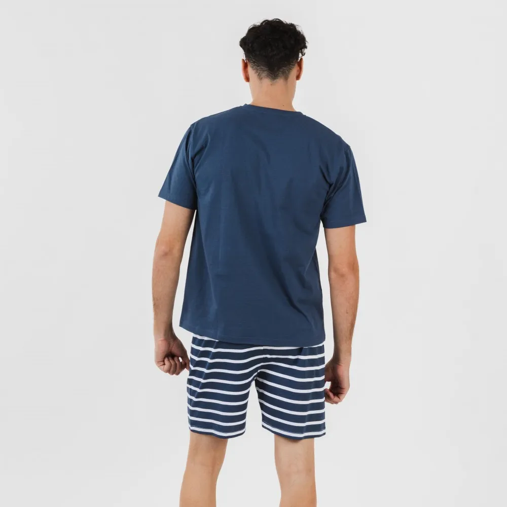 Pijama corto algodón hombre Rafa azul marino