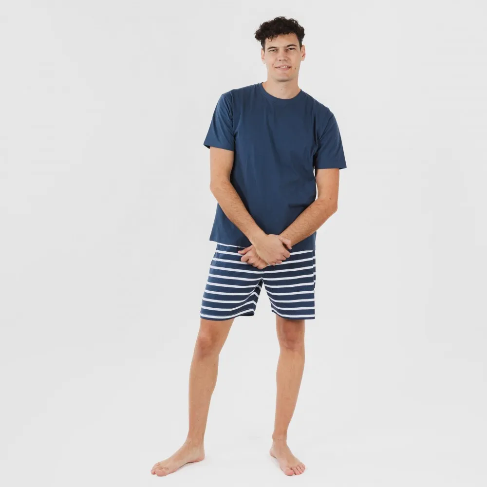 Pijama corto algodón hombre Rafa azul marino