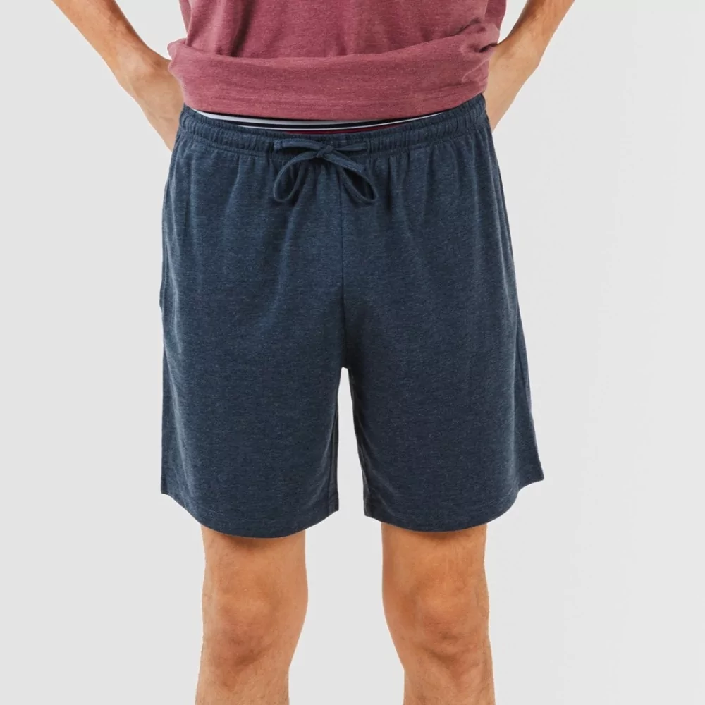 PIJAMA CORTO HOMBRE CON BOTONES BURDEOS  MARINO