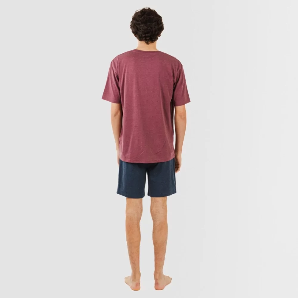 PIJAMA CORTO HOMBRE CON BOTONES BURDEOS  MARINO