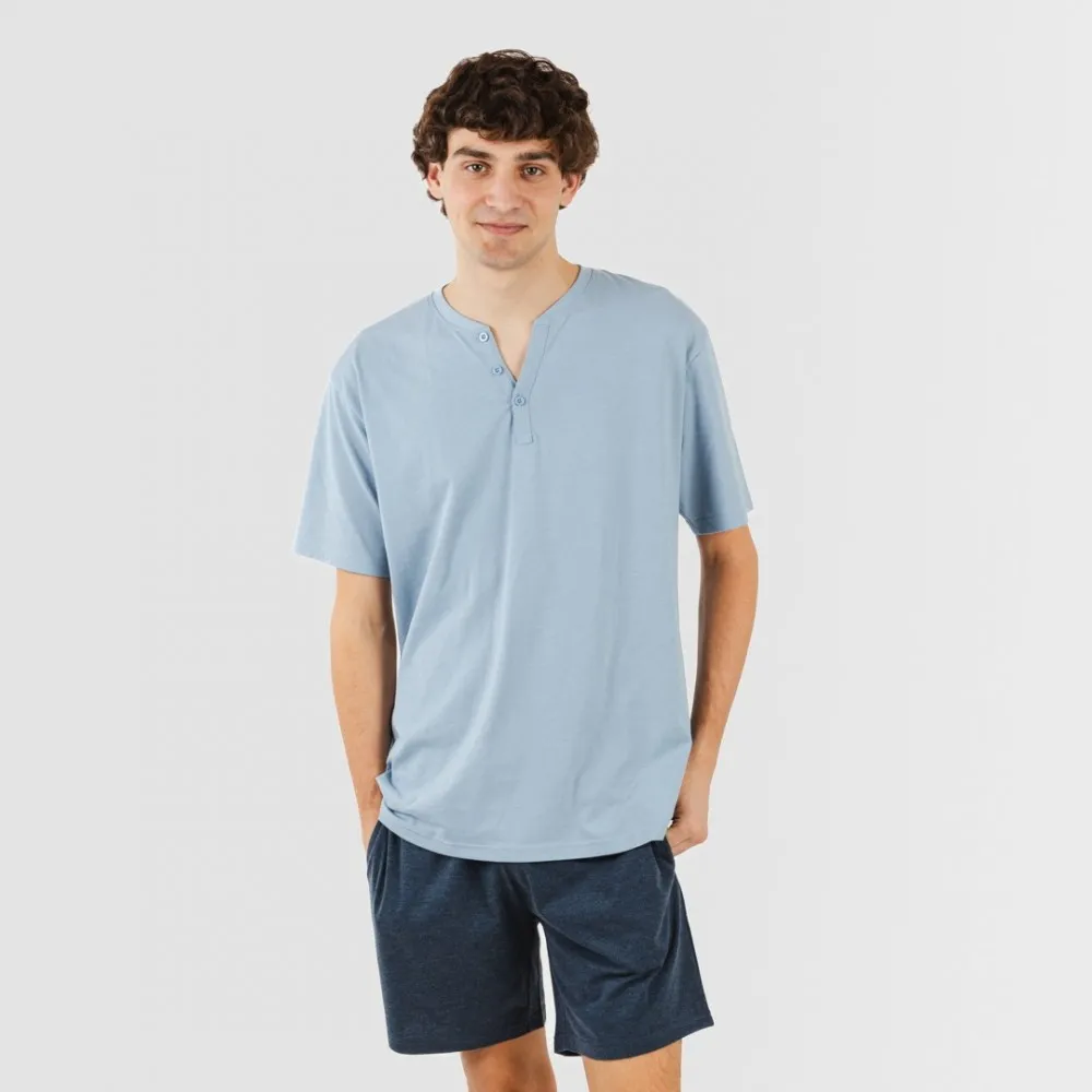 PIJAMA CORTO HOMBRE CON BOTONES INDIGO  MARINO