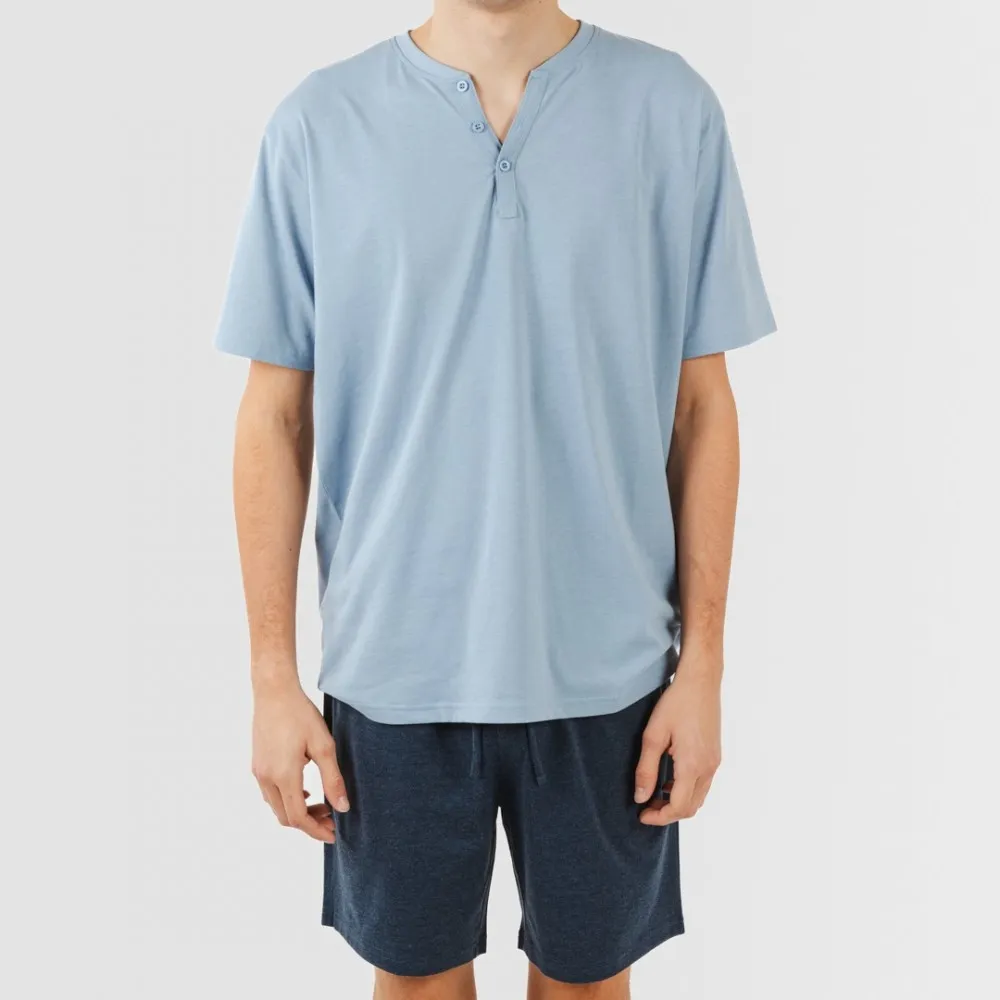 PIJAMA CORTO HOMBRE CON BOTONES INDIGO  MARINO